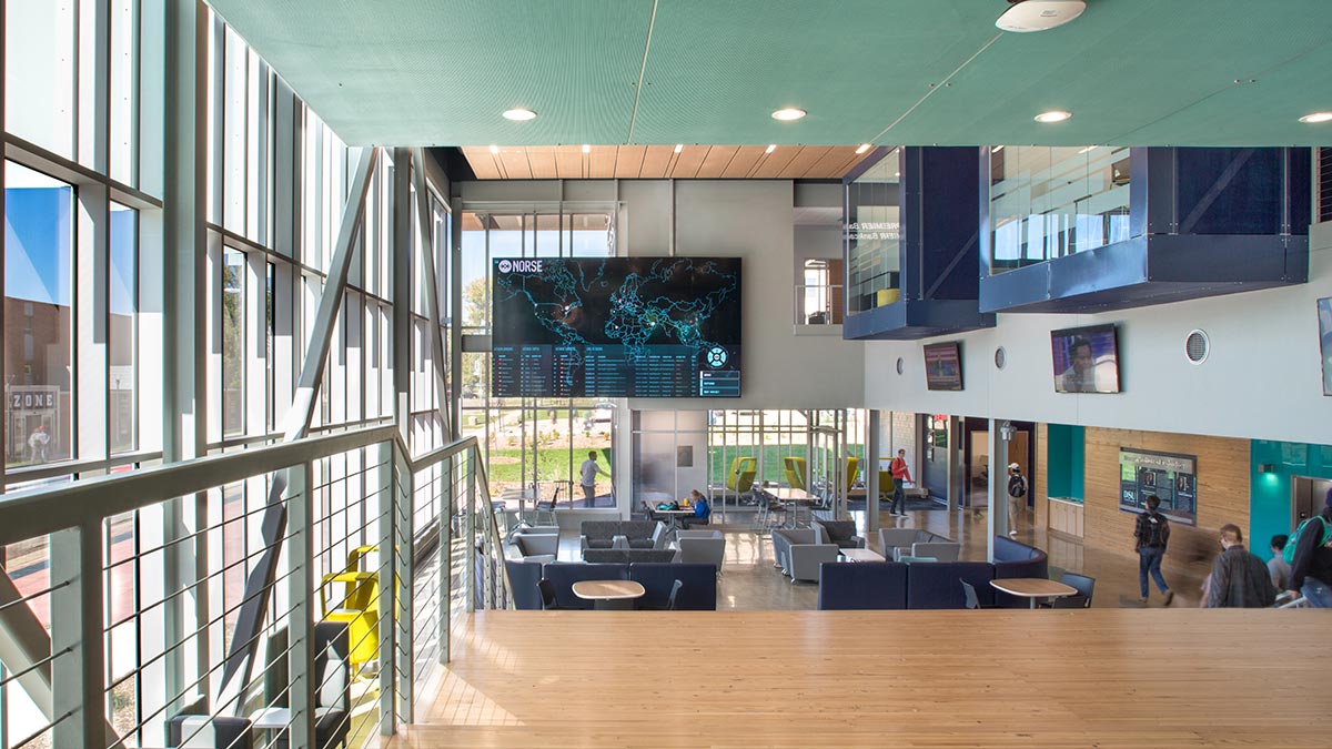View of the inside of the Beacom building. 